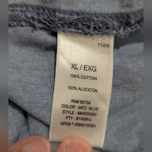 Miley Cyrus Max Azria Womens Distressed Denim Snap Button Cotton Shirt Size XL - Picture 11 of 14